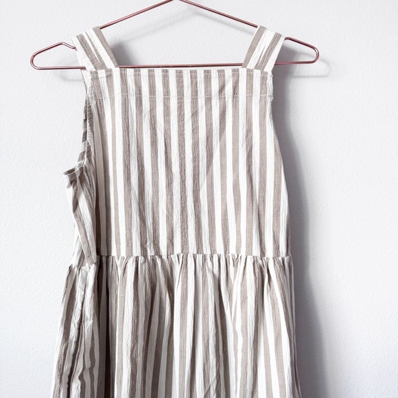 Everlane Seersucker Beige and White Striped Midi Dress - Picture 4 of 12